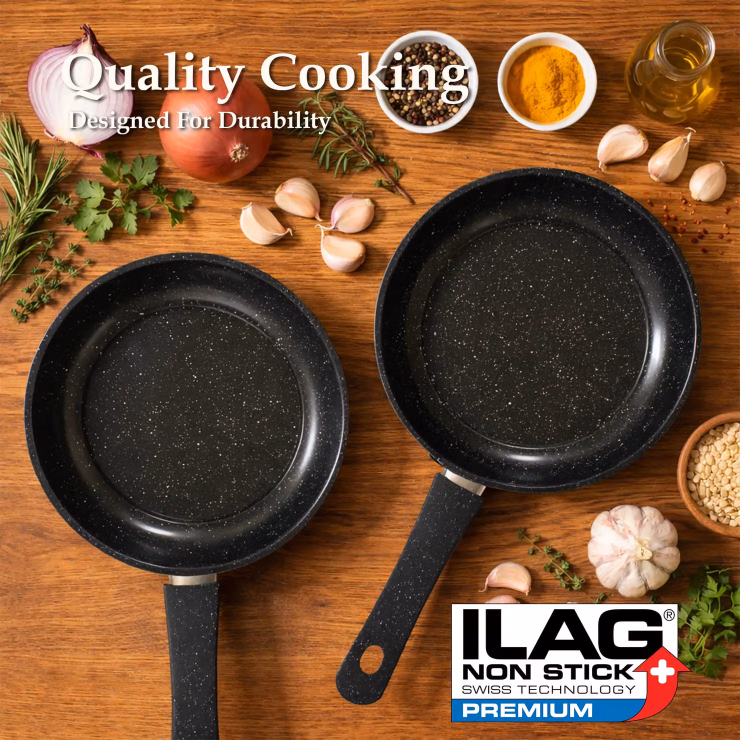 Carter & Clay 5pc Non Stick Carbon Steel Frying Pan and Utensils Set in Black – 4