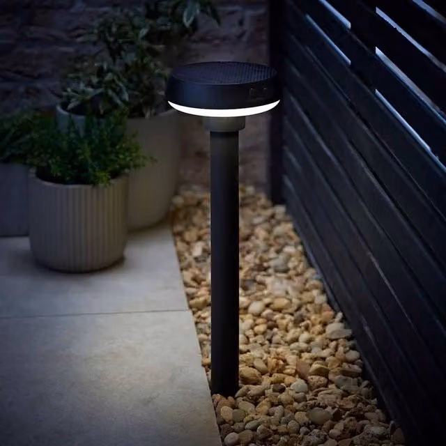 FLAVORA Black Solar Spike Light with Motion Sensor for Outdoor Garden Paths and Floors