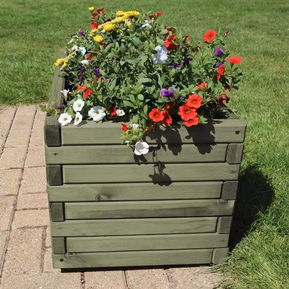 Access Garden Products Pine Raised Trough Planter in Green, W: 200 cm, D: 40 cm, H: 40 cm – 5