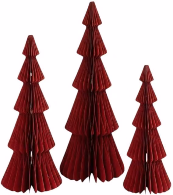 Four Candle Set of 3 Red Standing Christmas Tree Tabletop Figures, Height: 30 cm – 1