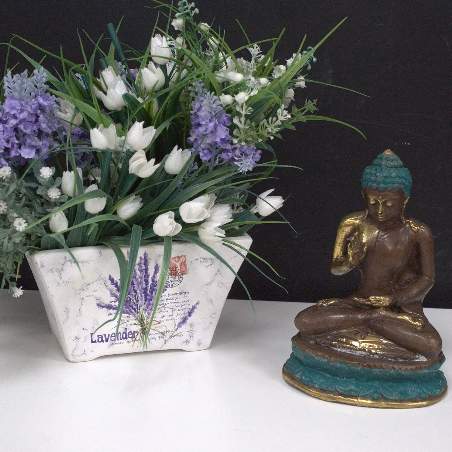 KDMD Gold Sitting Buddha Statue with Hand Up, Height: 11.5 cm – 3