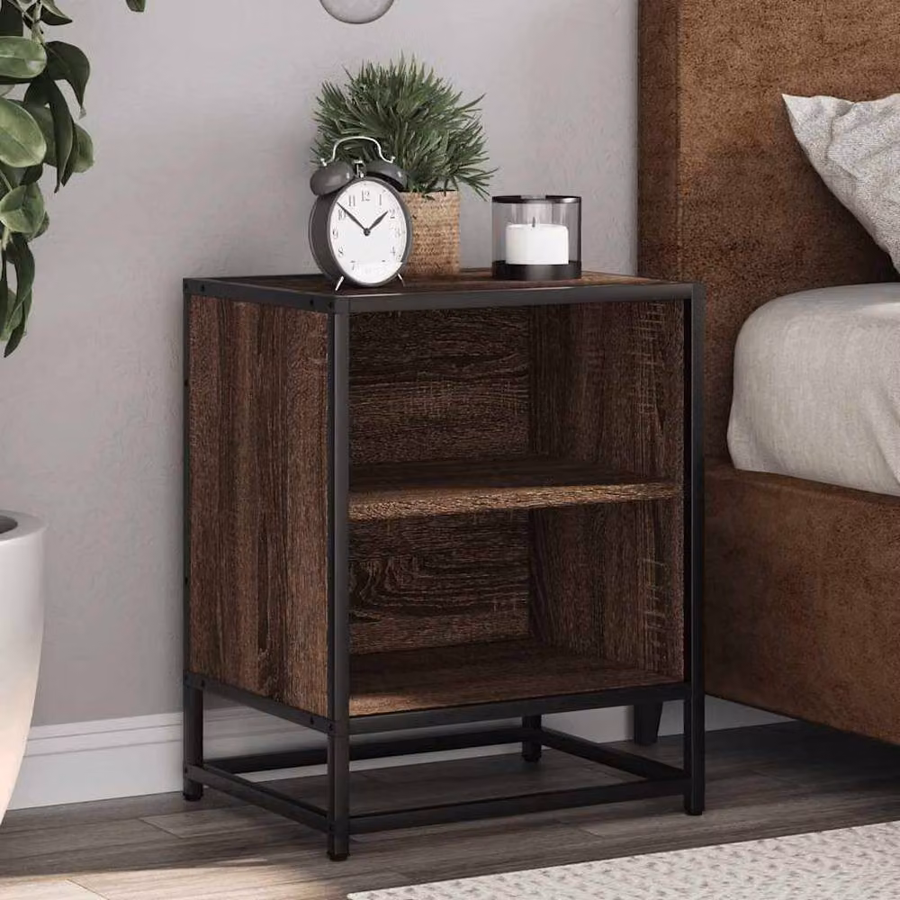 Berkfield Home Elegant Bedside Cabinets, 2 Piece Set in Brown Oak, W: 40 cm, D: 31 cm, H: 50 cm – 1