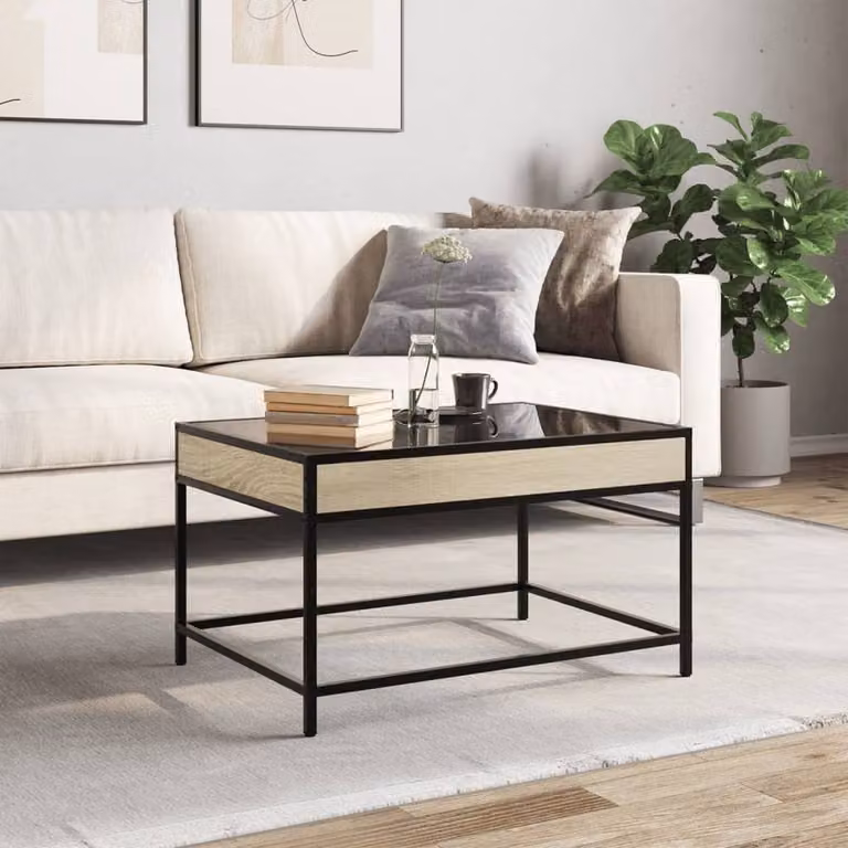 Berkfield Home Infinity LED Coffee Table in Sonoma Oak Brown, W: 70 cm, D: 50 cm, H: 41 cm