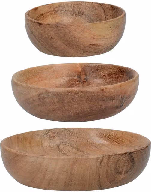 Artesa Set of 3 Brown Acacia Wood Salad Serving Bowls – 5
