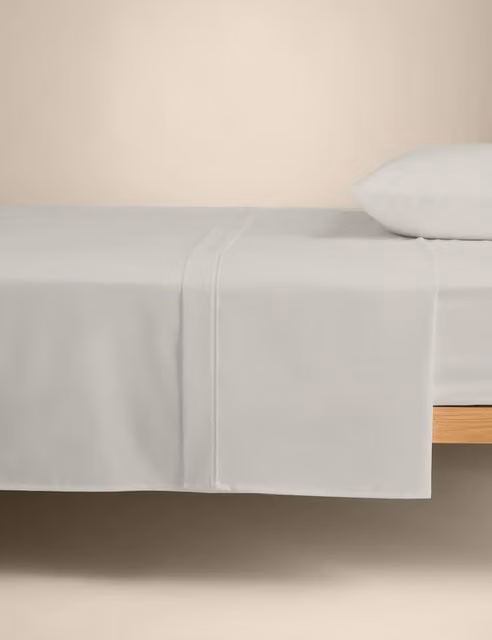 M&S Egyptian Cotton 230 Thread Count Percale Flat Sheet, Silver Grey, W: 200 cm x L: 200 cm