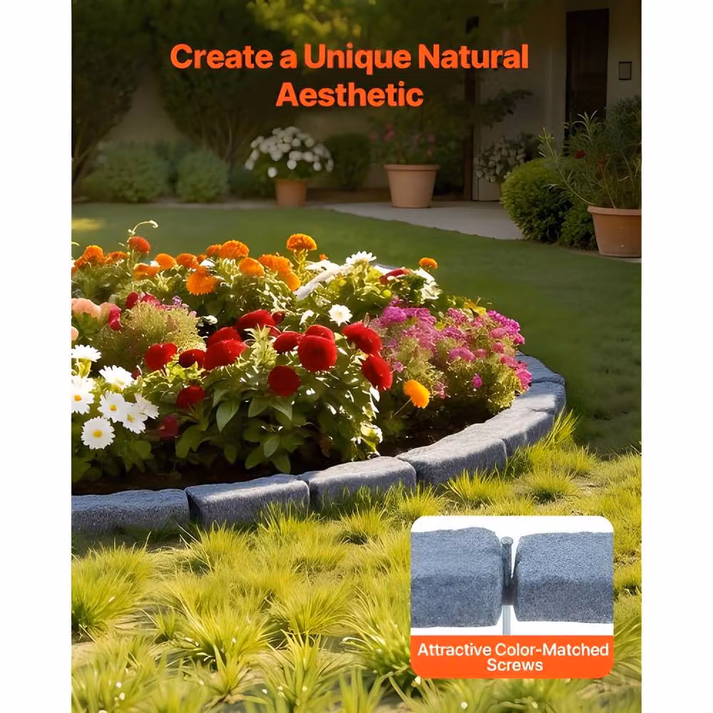 Ferand Realistic Flexible Garden Edging Landscape Border, Grey – 4