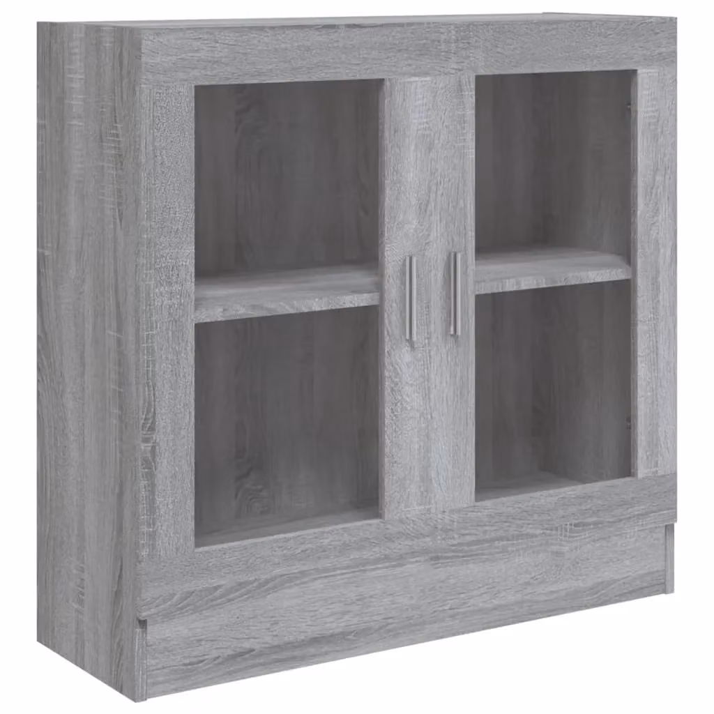 Berkfield Home Vitrine Cabinet in Grey with Glass Doors, W: 82.5 cm, D: 30.5 cm, H: 80 cm – 2
