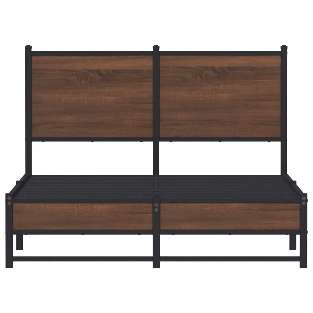 Berkfield Home Metal Bed Frame in Brown Oak, Small Double, W/D/H: 120 x 190 cm – 3