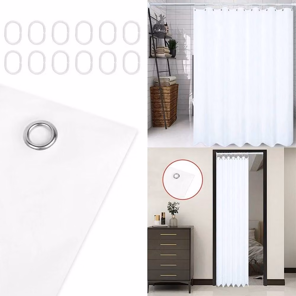 NESTLUNE Waterproof and Mould Resistant Shower Curtain in White, W/H: 180 x 180 cm – 3
