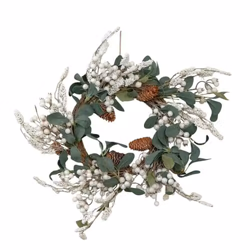 Samuel Alexander 40cm Hanging Christmas Winter Berry Wreath in White and Green – 4