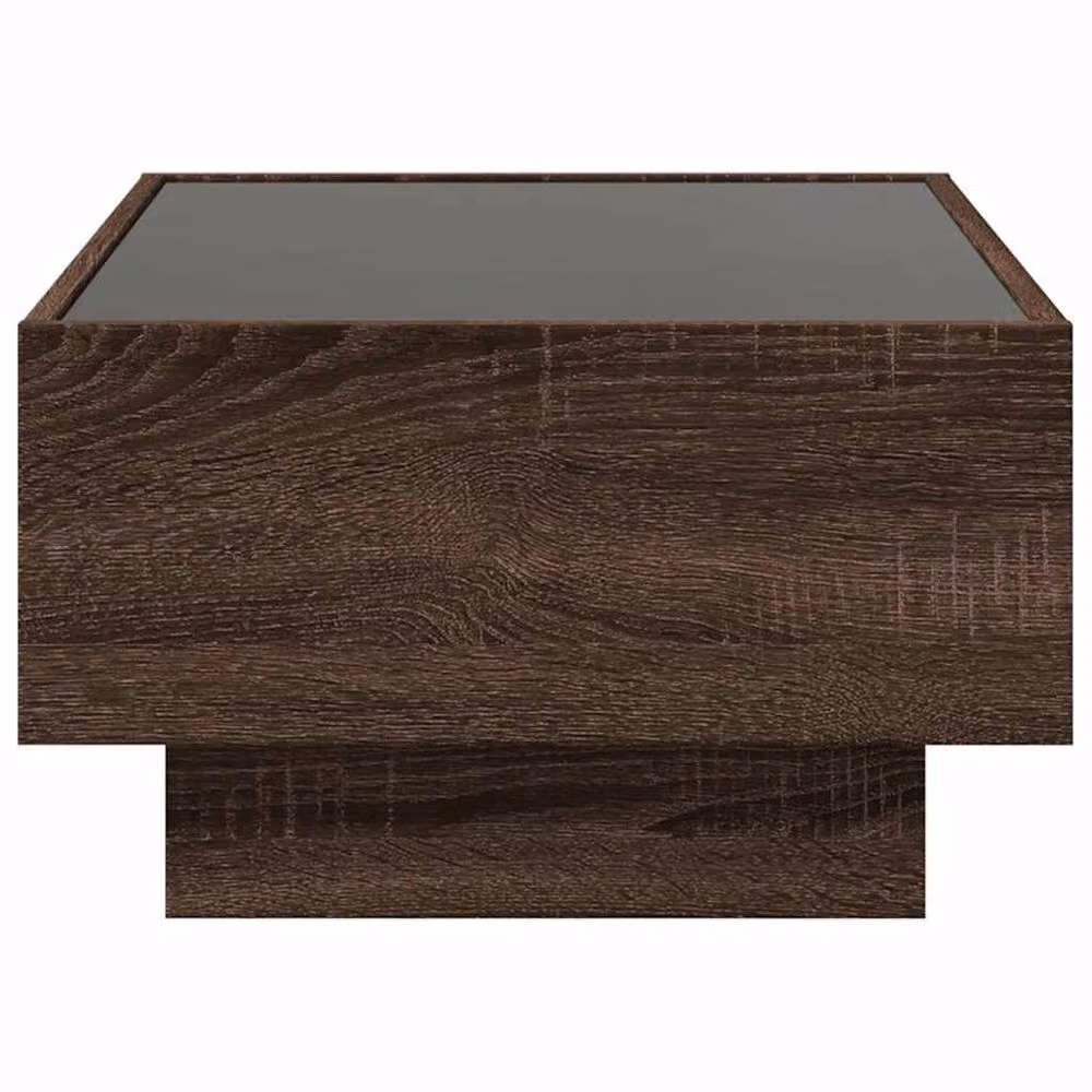Berkfield Home Decorative LED Coffee Table in Brown Oak with Glass and MDF, W: 70 cm, D: 50 cm, H: 30 cm – 4