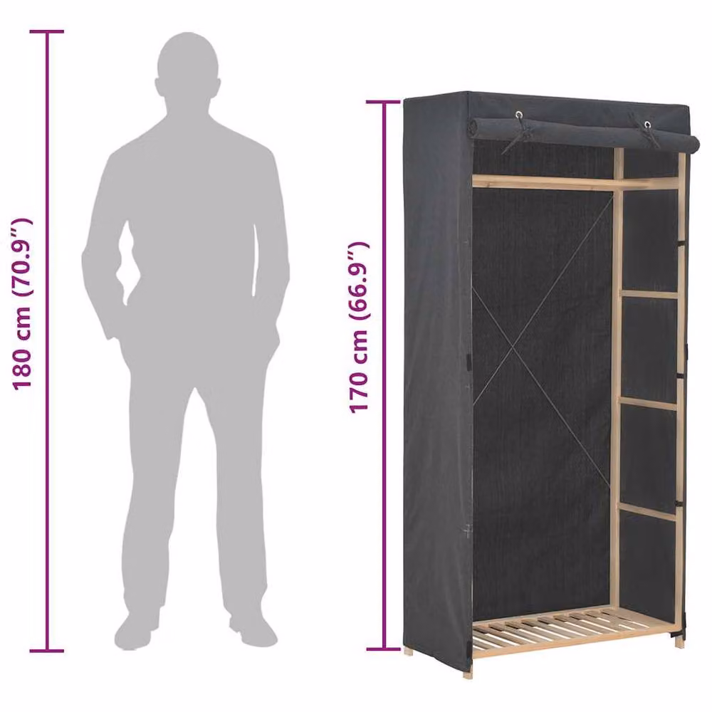 Berkfield Home Grey Fabric Roll Shutter Wardrobe W/D/H: 79 x 40 x 170 cm – 5