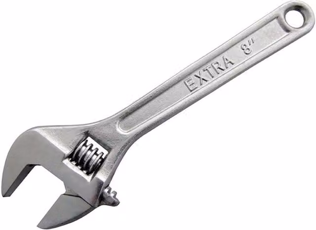 Amtech 8 inch Steel Adjustable Wrench in Silver and Multicolour