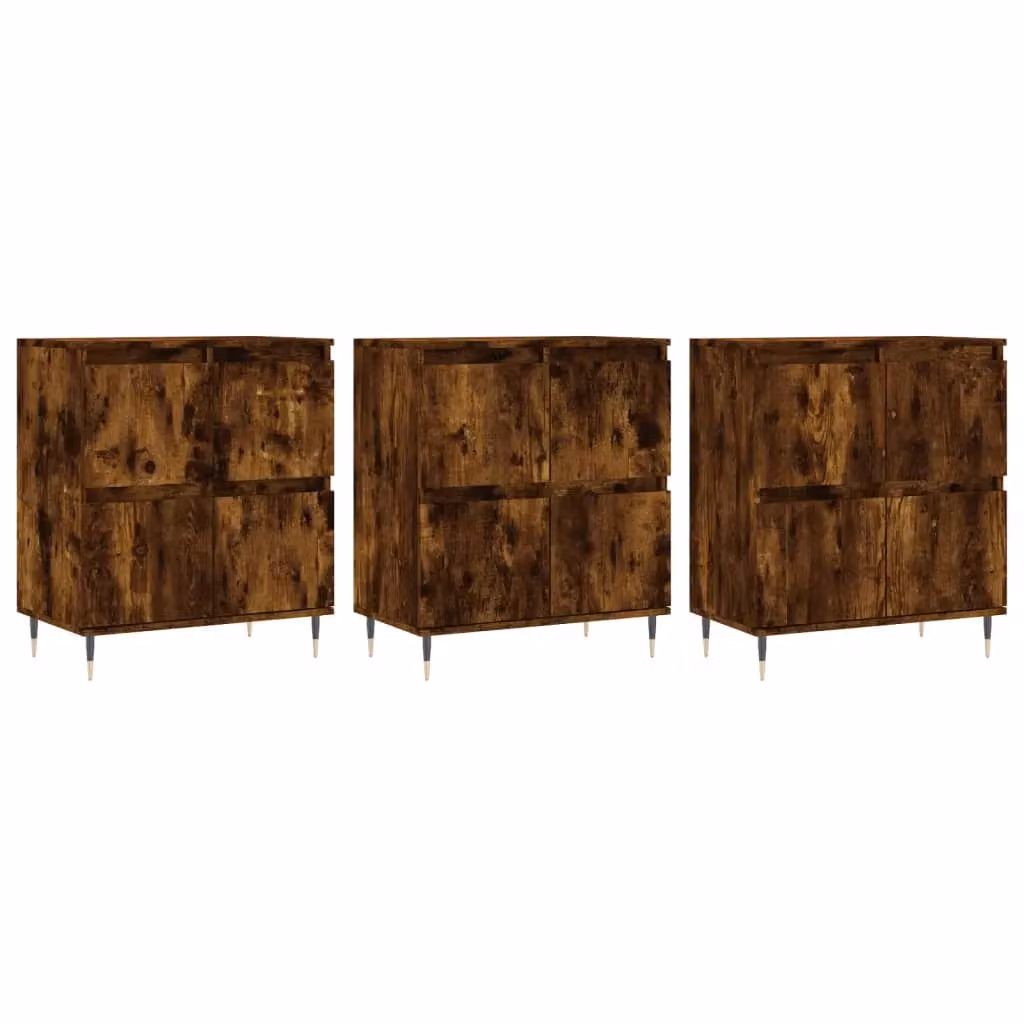 Berkfield Home 3-Piece Smoked Oak Sideboard Set in Brown Engineered Wood – 2