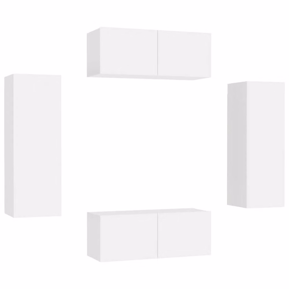 Berkfield Home 4 Piece Modern White Matt TV Cabinet Set in Engineered Wood – 2