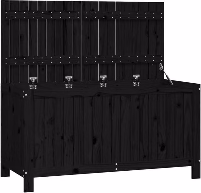 Berkfield Home Black Rustic Solid Pine Garden Storage Box W/D/H: 121 x 55 x 64 cm – 1