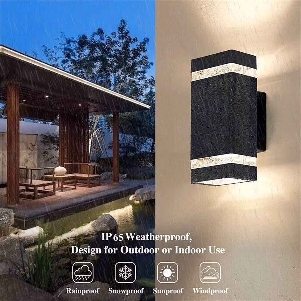 SPETLEK Modern Up Down LED Outdoor Wall Light, Black Aluminium, IP65 Waterproof Garden Sconce with Warm White Bulb Included, H 23.0 cm x W 11.0 cm x D 2.0 cm – 4