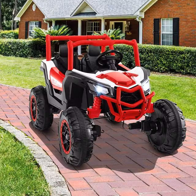 Costway Kids Electric Ride on UTV with Remote Control and Light and Sound Effects, Red