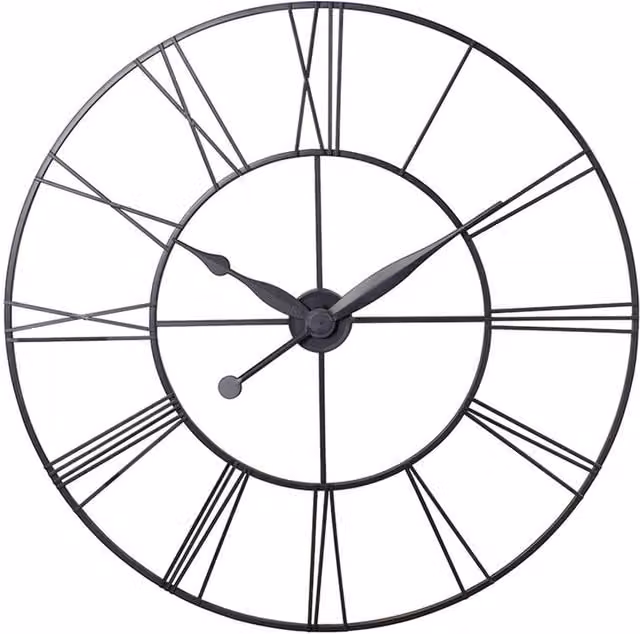 Livingandhome Vintage Round Silent Analog Metal Wall Clock in Grey and Black