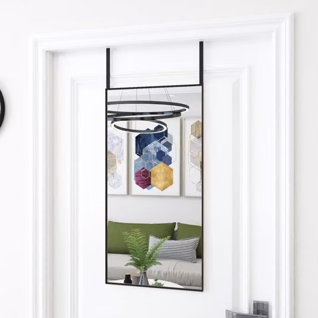 Berkfield Home Black Rectangular Hanging Door Mirror, W: 40 cm, H: 80 cm