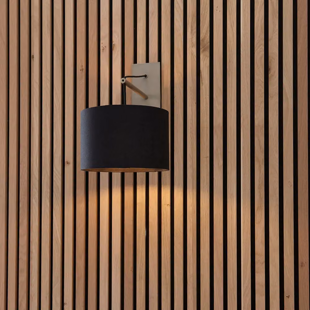 Loops 2 Pack Matt Nickel and Black Wall Lights with Fabric Shades – 4