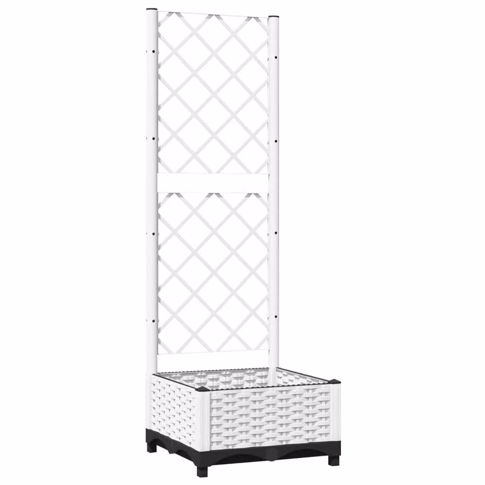 Berkfield Home Garden Planter with Trellis in White, W/D/H: 40 x 40 x 121.5 cm – 3