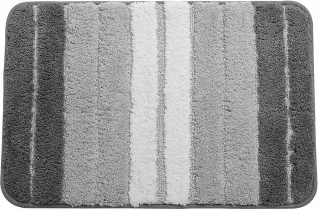 Kelvenix Grey Striped Microfibre Non-Slip Doormat, W: 60 cm, D: 40 cm
