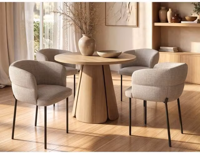 Solace+Co Ebony Oak Extendable Oval Dining Table and 4 Elise Chairs in Brown – 1