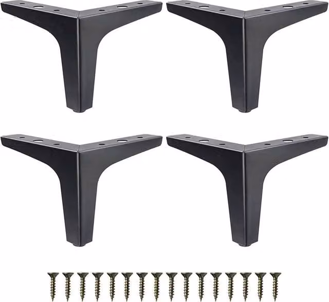 VOGREX 4-Piece Black Iron Metal Furniture Legs for Sofas, Cabinets and Tables – 1