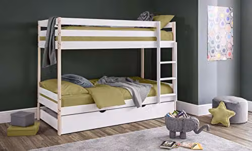 Julian Bowen Nova Two-Level Bunk Bed in White and Yellow with Pine Accents, W/D/H: 190 x 90 x 152.5 cm – 3