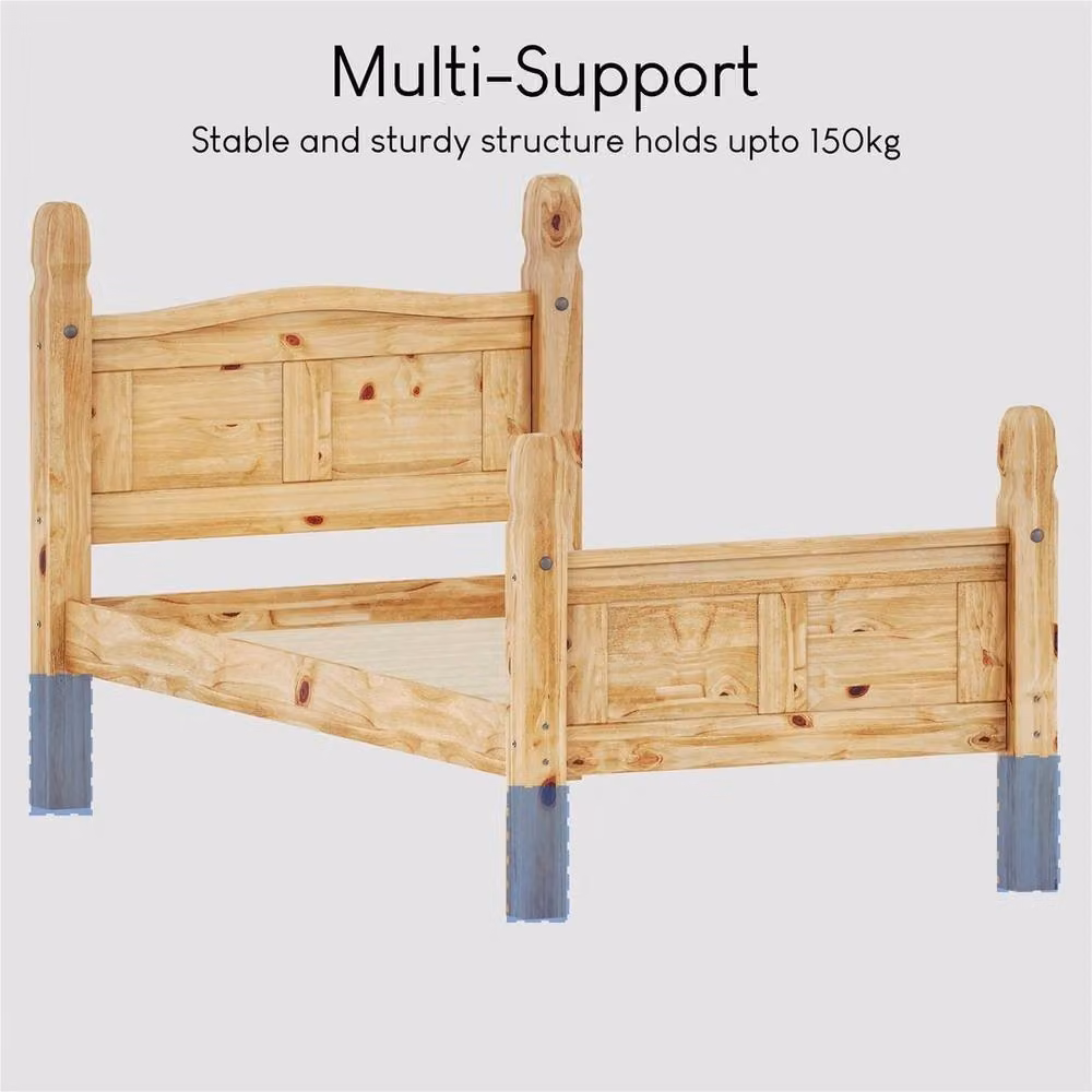 SPETLEK Modern Double Bedroom Bed Frame in Natural Pine and Black Mixed Materials, 140 x 200 cm – 2