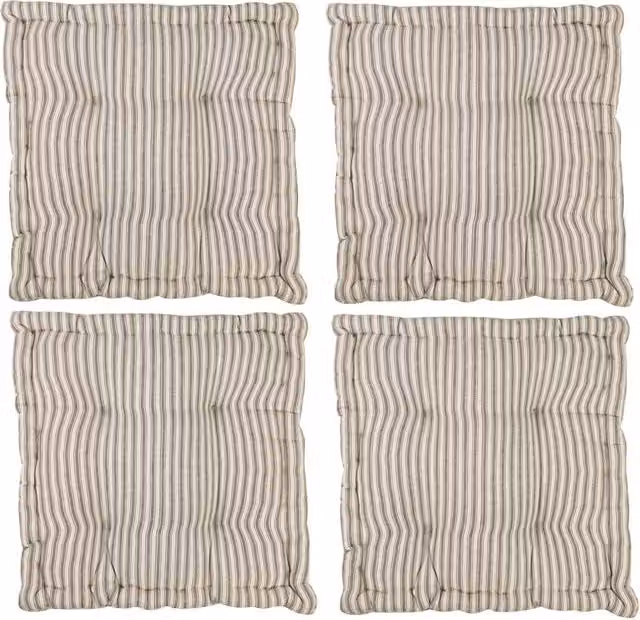 Dibor Set of 4 Grey Striped Indoor Dining Chair Seat Pad Cushions, W: 50 cm, D: 50 cm, H: 50 cm
