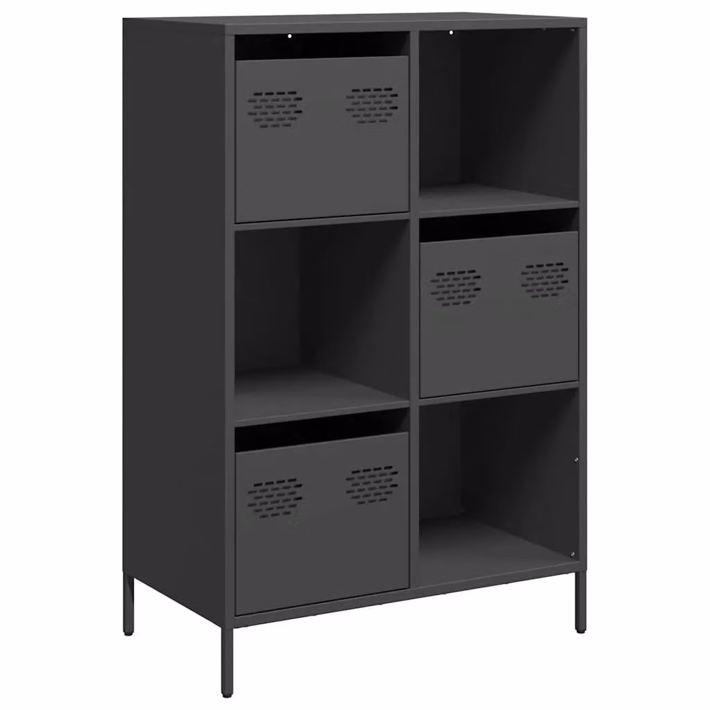 Berkfield Home Black Matt Steel Highboard with Hinged Doors and Internal Drawers W/D/H: 68 x 39 x 103.5 cm – 2