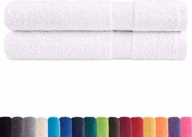 Berkfield Home SOLUND Premium Cotton Sauna Towels, 2 Pack, White, W: 80 cm, L: 200 cm, 600gsm