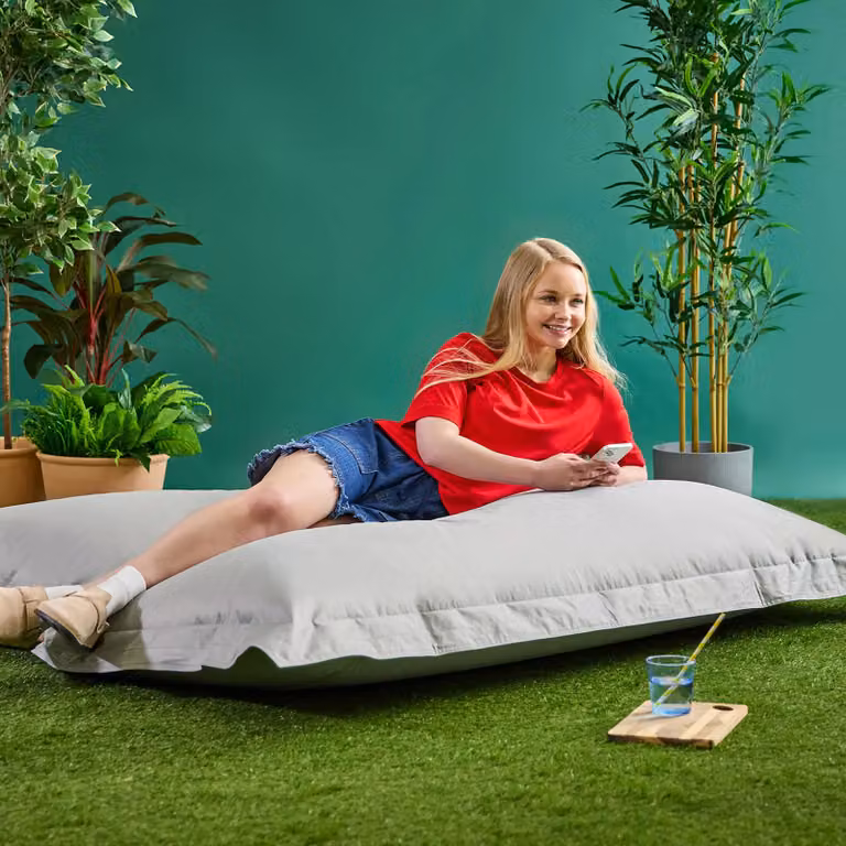 icon Bazaar Giant Indoor Outdoor Bean Bag Lounger in Navy Blue and Light Grey, W: 140 cm, D: 30 cm