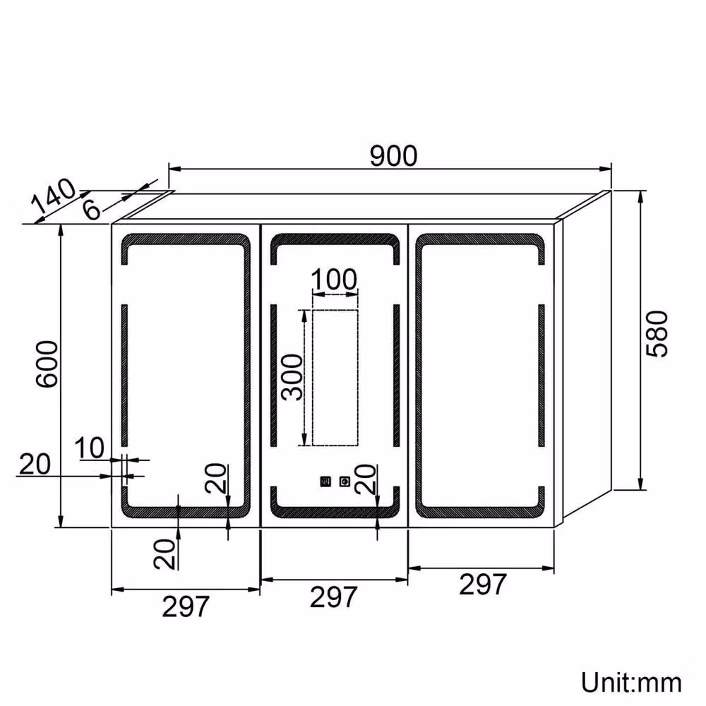 FLAVORA White Glossy Bathroom Mirror Cabinet with LED Lighting, Shaver Socket and Soft Close Glass Doors – 2