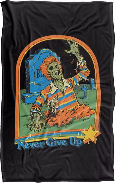 Steven Rhodes Never Give Up Super Soft Fleece Throw Blanket, Multicolour, W/D/H: 91 x 147 cm