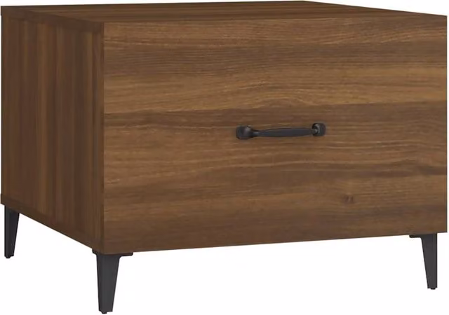 Berkfield Home Brown Oak Coffee Table with Metal Legs, W/D/H: 50 x 50 x 40 cm