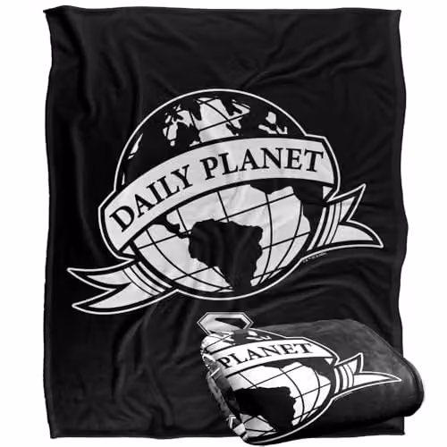 Warner Bros. Superman 2025 Daily Planet Scroll Super Soft Fleece Throw Blanket, Multicolour, W: 152 cm, D: 127 cm