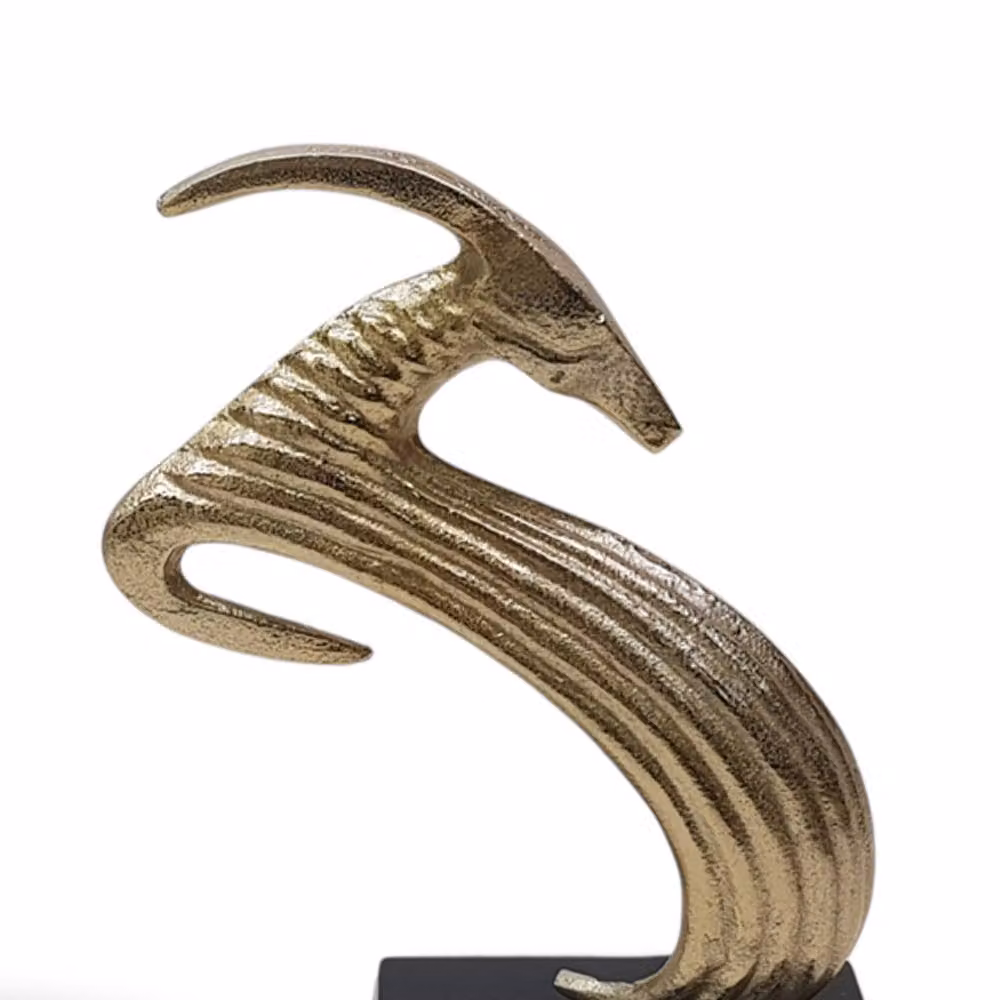 Elm Home And Garden Gold Bronze and Black Aluminium Antelope Sculpture, Modern Abstract Metal Tabletop Decorative Figure – 2