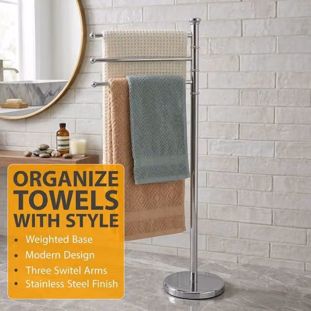 EONLION Silver Stainless Steel Freestanding Towel Rack, Height: 87 cm – 1