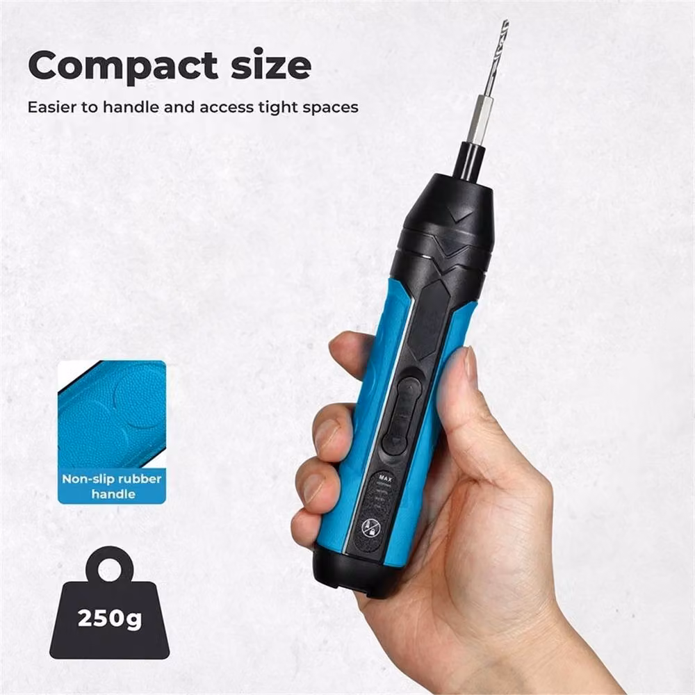 Nordara 4V Cordless Electric Screwdriver Set with Fast-Charging Rechargeable Battery, Black, Width: 520 cm – 2