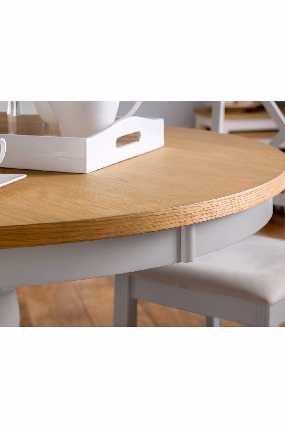 Julian Bowen Davenport Round Pedestal Dining Table in Grey and Oak – 3