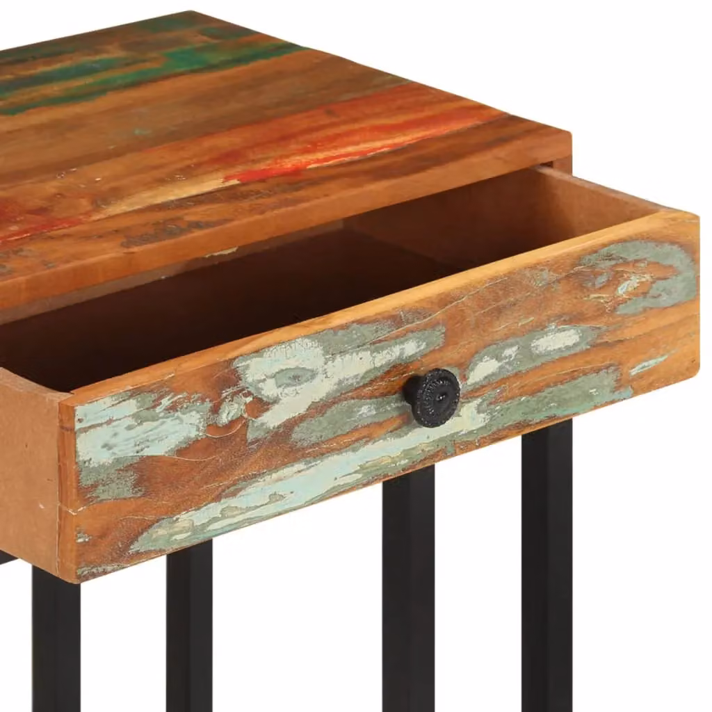 Berkfield Home U-Shaped Side Table in Multicolour Solid Reclaimed Wood, W/D/H: 45 x 30 x 61 cm – 3