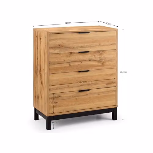 Julian Bowen Bali 4 Drawer Chest in Oak – 2