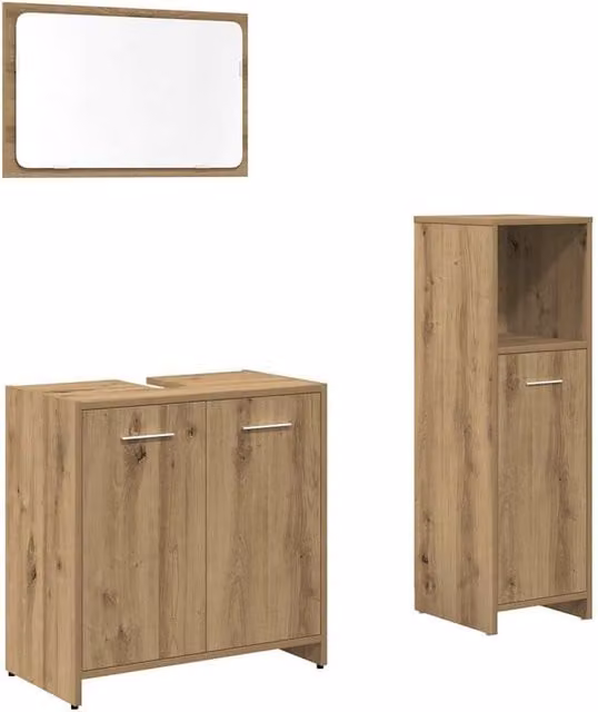 Berkfield Home 3 Piece Modern Bathroom Furniture Set in Brown Artisan Oak