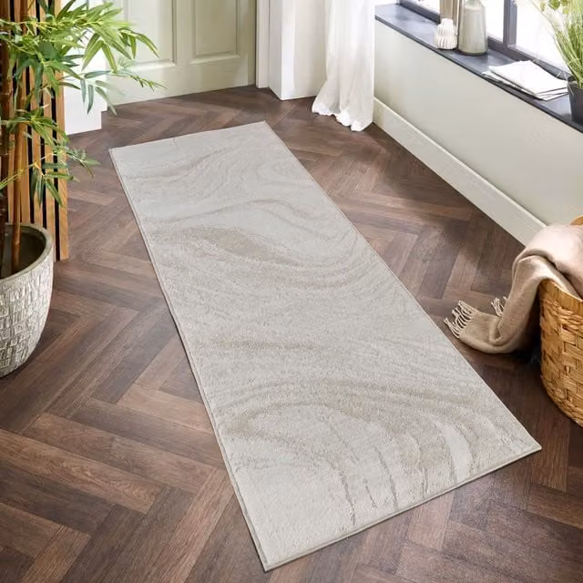 Desire Rugs Perla Modern Abstract Action Living Room Area Rug in Beige and Grey, Width: 220 cm
