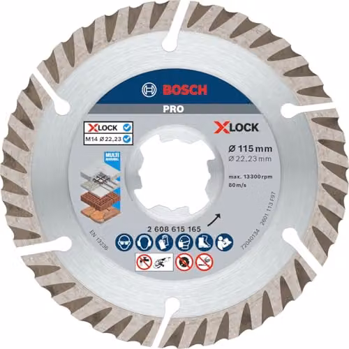 Bosch Pro Multi Material Diamond Cutting Disc in Silver, Diameter: 115 mm, W/D/H: 115 x 16.5 x 22.23 mm