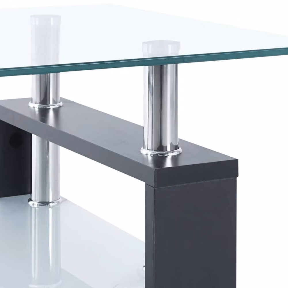 Berkfield Home Modern Rectangular Coffee Table in Grey and Transparent Tempered Glass W/D/H: 95 x 55 x 40 cm – 3