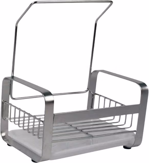 Ocean 8 Stainless Steel Kitchen Sink Caddy Organiser with Drip Tray in Silver and Black